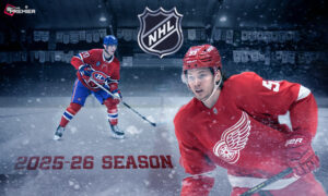 Image shows the Canadiens vs Red Wings facing off for the upcoming NHL 2025-26 games.