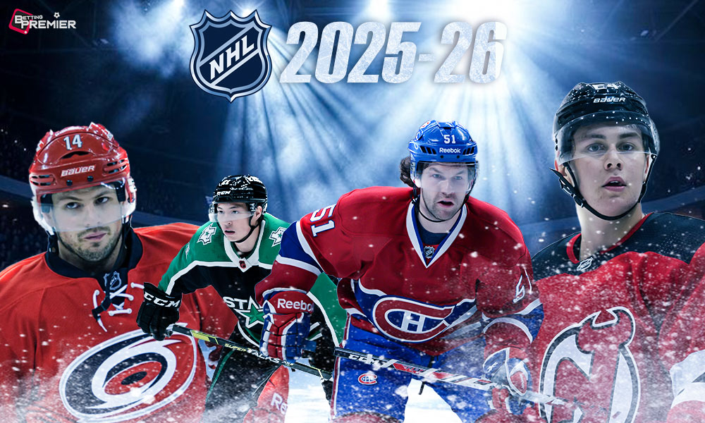 This image is a poster that represents ice hockey teams for the upcoming NHL games.