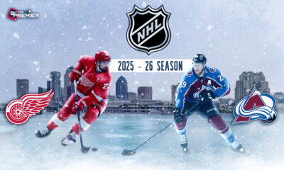 The image represents the matchup between the Avalanche and the Red Wings for the NHL series
