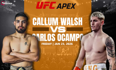 The image represents the fighters facing off for Callum Walsh vs Carlos Ocampo