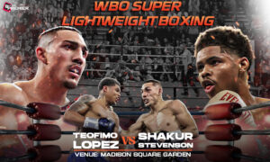 This poster represents the upcoming Teofimo Lopez vs Shakur Stevenson game.
