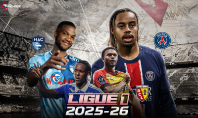This poster showcases the 2025–26 Ligue 1 season, highlighting head-to-head clashes between top-tier clubs that fans are eager to watch.