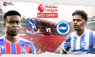 This poster shows teams representing the upcoming Brighton vs Crystal Palace derby