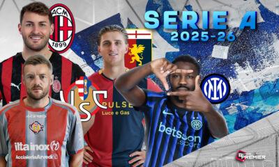 The image depicts the 2025-26 Serie A season, with top-flight clubs facing off.