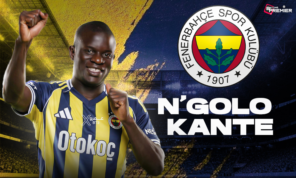 This poster shows the French footballer, N'Golo Kanté, representing his transfer from Al-Ittihad to Fenerbahçe.