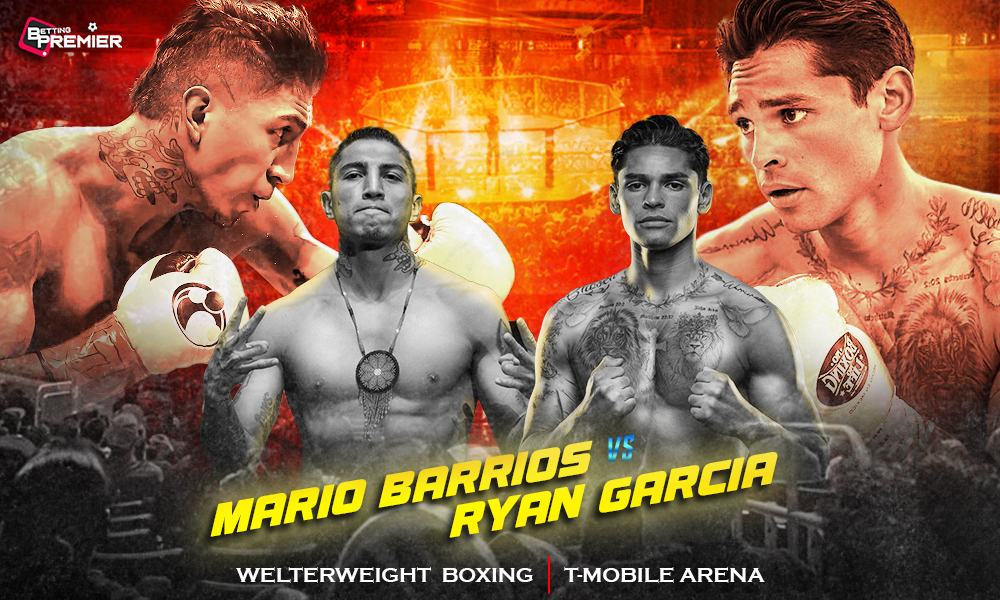 This poster features the boxers, Mario Barrios and Ryan Garcia, to represent the upcoming Mario Barrios vs Ryan Garcia WBC title fight.