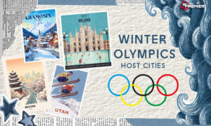 This poster shows the Winter Olympics Host cities.