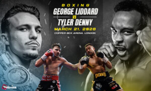 The poster explores the face-off between Liddard and Denny for the British and Commonwealth belts on the line.