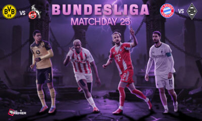 This poster shows teams representing the upcoming Bundesliga Matchday 25.