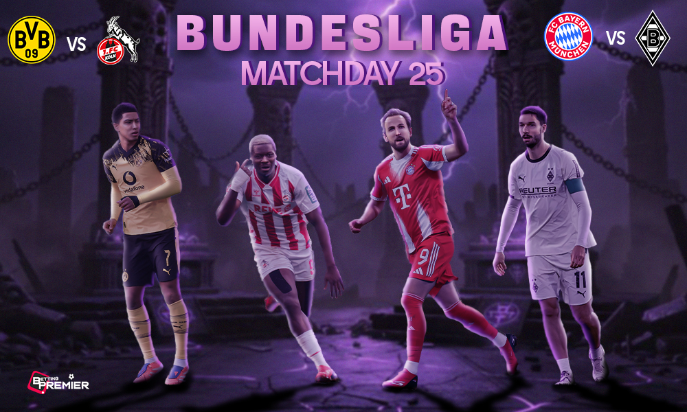 This poster shows teams representing the upcoming Bundesliga Matchday 25.