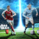 This poster shows teams representing the upcoming Arsenal vs Manchester City final.