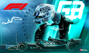 This poster depicts the 2026 F1 Japanese Grand Prix at the Suzuka International Circuit. Who will take the lead?