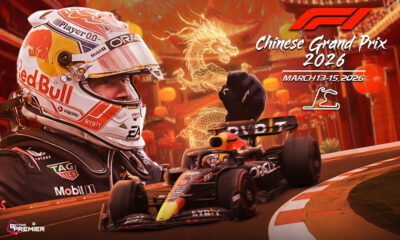This poster features the 2026 F1 Chinese Grand Prix, with a top driver clash on the track.