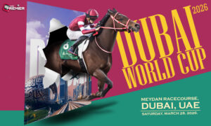 The image shows the top horses competing at Meydan Racecourse in the Dubai World Cup 2026.