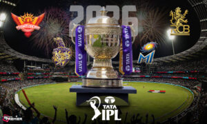 This poster shows teams representing the upcoming IPL 2026 season fixtures.