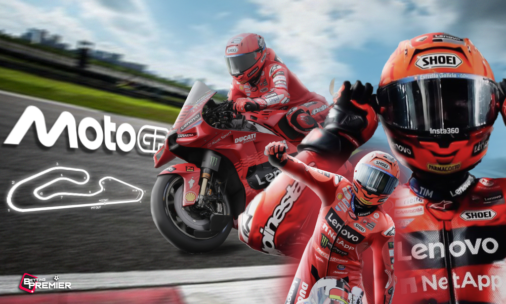 This poster shows rider Marc Marquez, representing the upcoming Grand Prix of Brazil.