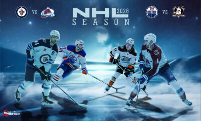 This poster features NHL teams such as the Colorado Avalanche, Winnipeg Jets, Oilers, and Ducks, who play upcoming games.