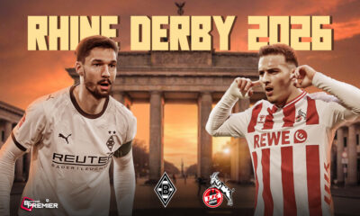 This image denotes a Rhine derby between Köln and Mönchengladbach in the Bundesliga match.