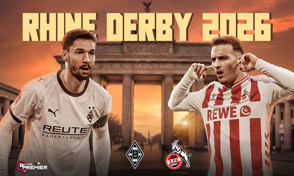 This image denotes a Rhine derby between Köln and Mönchengladbach in the Bundesliga match.