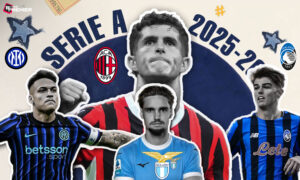 This poster shows Italian football teams representing the upcoming Serie A games.