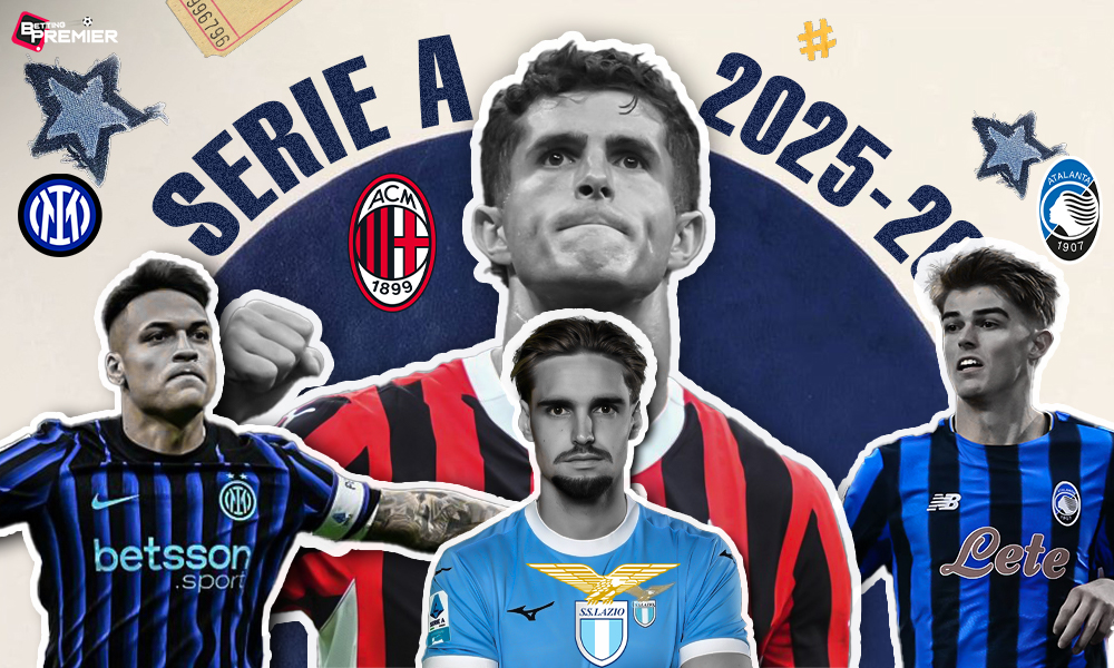 This poster shows Italian football teams representing the upcoming Serie A games.