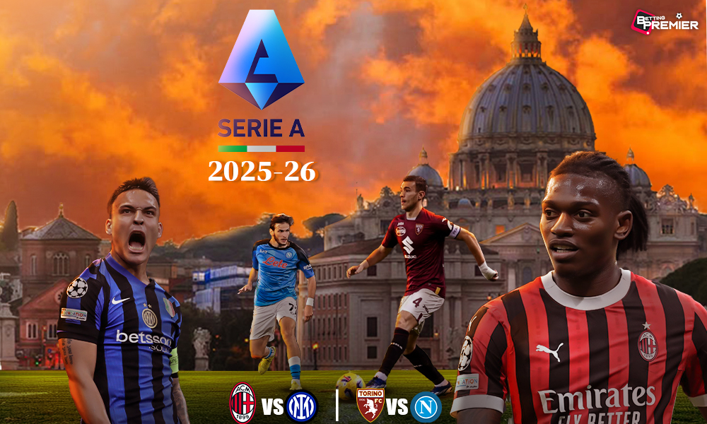 The images depict the 2025-26 Serie A season, featuring top-flight clubs meeting.