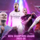 This poster shows football teams, which represent the upcoming UEFA Champions League Round of 16 Leg 1.