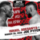 The image represents a UFC Fight Night featuring Adesanya and Pyfer for the middleweight division.