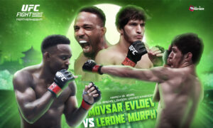 The picture denotes a UFC Fight Night featuring Evloev vs. Murphy for the featherweight title.