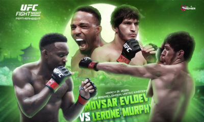The picture denotes a UFC Fight Night featuring Evloev vs. Murphy for the featherweight title.