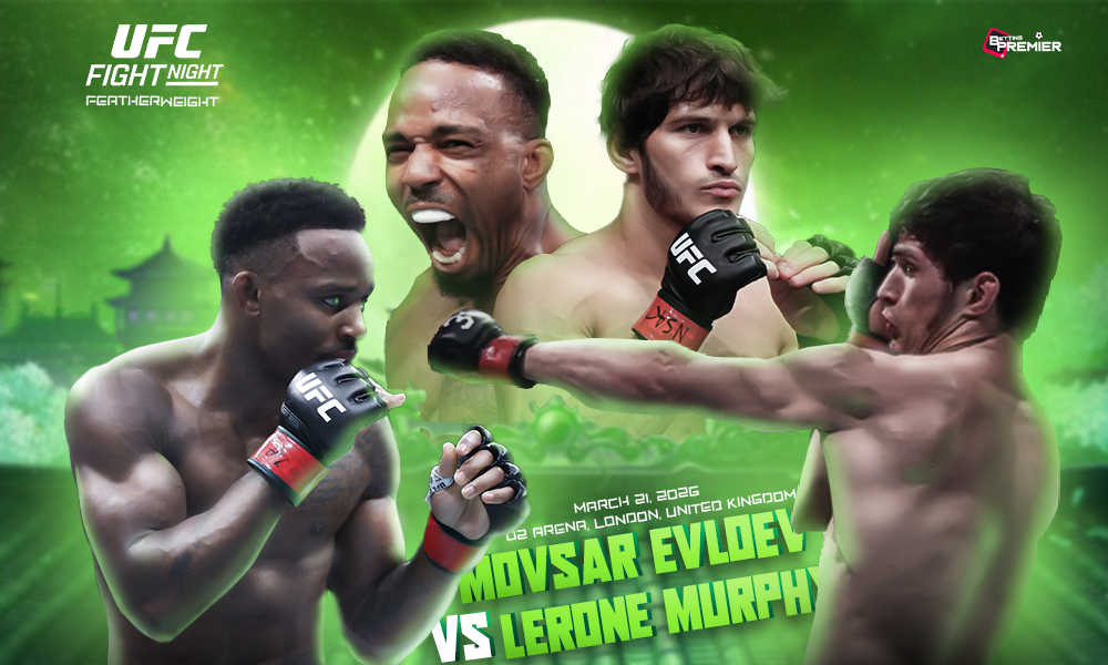 The picture denotes a UFC Fight Night featuring Evloev vs. Murphy for the featherweight title.