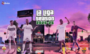 This Poster highlights the playoff clash among the top teams against the middle order of the La Liga 2025-26 season.