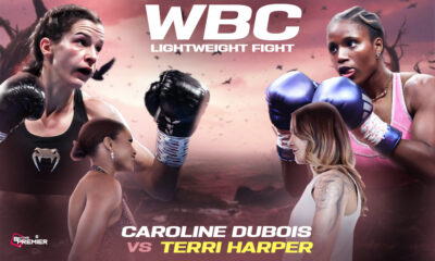 The poster shows the fearless face-off between Caroline Dubois vs Terri Harper in the Boxing Lightweight Fight.
