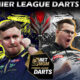 The image denotes a typical BetMGM Premier League darts competition featuring Night Nine with top darters' encounters.