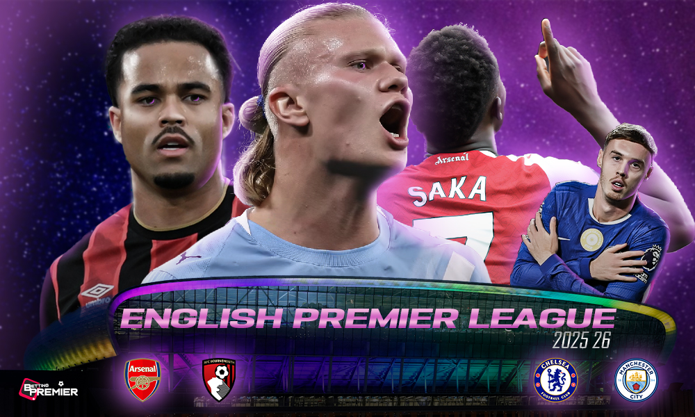 This poster features the 2025-26 English Premier League, showcasing head-to-head clashes among top-flight clubs.