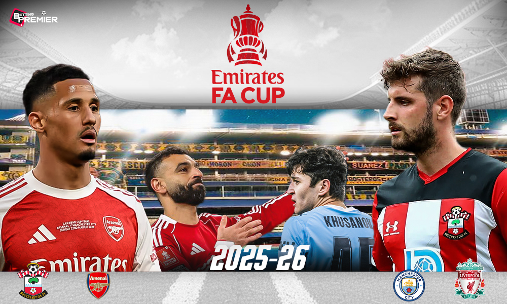 This poster shows teams representing the upcoming FA Cup Quarterfinal matches.