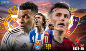 This poster shows teams representing La Liga Matchday 34 clashes