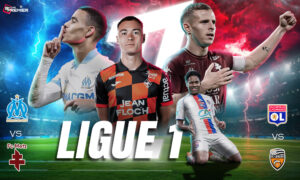 The poster indicates that this season's Ligue 1 features top teams competing in the French league.