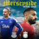 The image depicts a top-tier club clash, a head-to-head matchup in the Merseyside Derby.