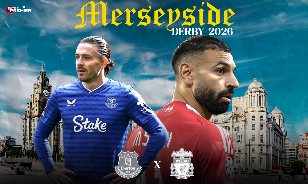 The image depicts a top-tier club clash, a head-to-head matchup in the Merseyside Derby.