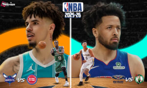 The poster defines the playoff clashes for the NBA season 2025-26, Matchday, April 10, 2026.