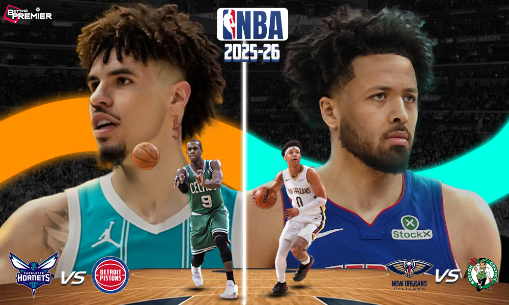 The poster defines the playoff clashes for the NBA season 2025-26, Matchday, April 10, 2026.