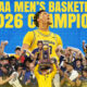 This poster shows the Michigan Wolverines team, representing their NCAA Men’s Basketball Championship.