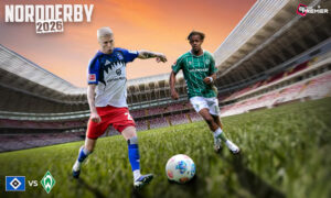 This image depicts a Nord derby 2026 encounter between Werder Bremen and Hamburger SV.