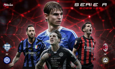 This poster depicts a clash between elite top-tier clubs in the 2025-26 Serie A season.