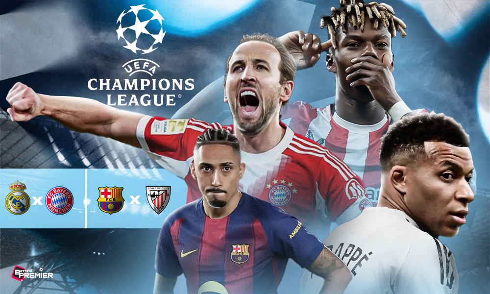 This poster shows teams representing the Champions League Quarter-Final Leg 2.