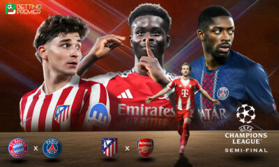 This poster shows teams representing Champions League Semi-Final - PSG, Bayern, Atlético, and Arsenal.