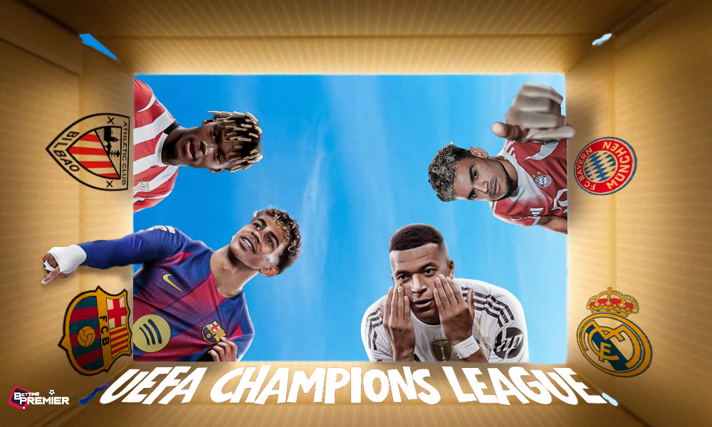 This poster shows teams representing the upcoming UCL Quarter-Final Leg 1