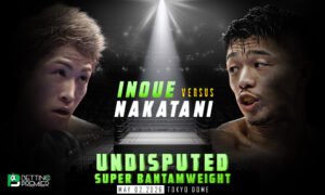 This poster shows boxers representing the upcoming Naoya Inoue vs Junto Nakatani fight.