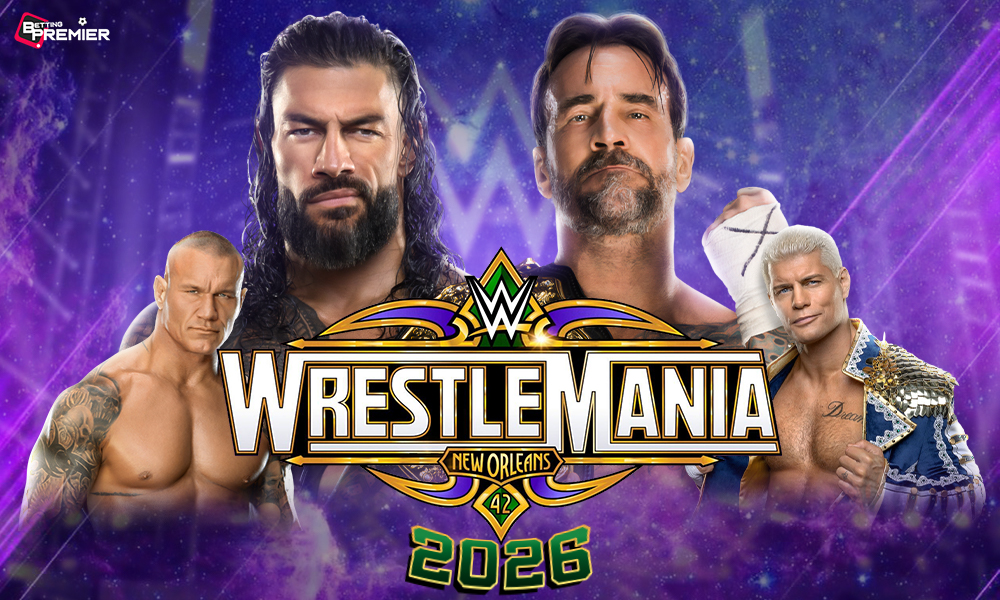 This poster shows wrestlers representing the upcoming WWE WrestleMania 42.